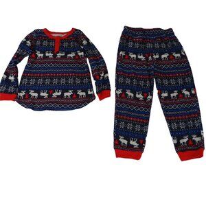 Lanz Kids Fair Isle Flannel Pajama Set Kids Girls Boys Size S Red Blue